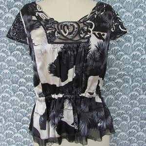 LEIFSDOTTIR Silk Abstract Cap Sleeve Top